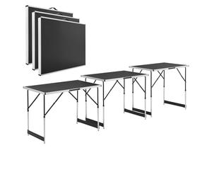 Juskys Table Multifonction 3 pièces - Pliable, réglable en Hauteur - Table à tapisser Pliante en Aluminium 100 x 60 cm - marché aux puces - Noire