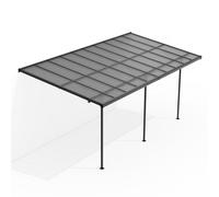Juskys Toit de terrasse Borneo 6 x 3 m - Protection Solaire en Aluminium dotée de plaques alvéolaires - Toit de terrasse pour Montage Mural de Couleur Anthracite