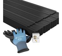 JUSKYS® Tôle Profilée Anthracite - Acier Galvanisé, Protection UV, Grande Capacité de Charge, Trous Pré-percés, Lot 12 pièces, 129x45 cm, 0,23 mm