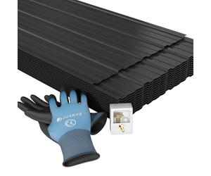 JUSKYS® Tôle Profilée Anthracite - Acier Galvanisé, Protection UV, Grande Capacité de Charge, Trous Pré-percés, Lot 12 pièces, 129x45 cm, 0,23 mm