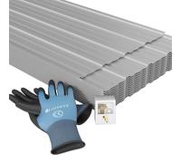 JUSKYS® Tôle Profilée Gris - Acier Galvanisé, Protection UV, Grande Capacité de Charge, Trous Pré-percés, Lot 12 pièces, 129x45 cm, 0,23 mm