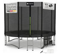 Juskys Trampoline JumpMaster L Ø 305 cm - Trampoline de Jardin extérieur avec Filet de sécurité, échelle et ancrages au Sol, Protection de Bord rembourrée, Charge 150 kg