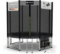 Juskys Trampoline JumpMaster M Ø 244 cm - Trampoline de Jardin extérieur avec Filet de sécurité, échelle et ancrages au Sol, Protection de Bord rembourrée, Charge 100 kg