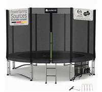 Juskys Trampoline JumpMaster XL Ø 366 cm - Trampoline de Jardin extérieur avec Filet de sécurité, échelle et ancrages au Sol, Protection de Bord rembourrée, Charge 150 kg