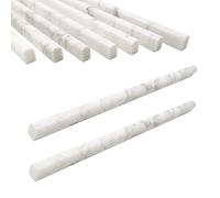 Jusmioke Lot de 15 crayons en marbre blanc de Carrare de 1,3 x 30,5 cm, bordure en marbre poli pour dosseret de cuisine, salle de bains et murs de douche (blanc carrare (1,3 x 30,5 cm)