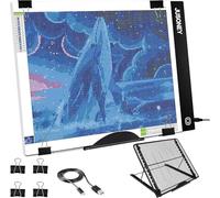 JUSONEY Boîte à lumière LED B4 pour peinture diamant à intensité variable pour peinture diamant 5D, artistes, croquis, alimentation par avec support amovible et clips (bloc lumineux LED B4)