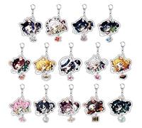JUSONGKWCP 14 Pcs Porte Clés Kimetsus No Anime Figurine Nezuko Shinobu Mitsuri Muzan Keychain Pendentifs Decor Acrylique Porte Clef Set