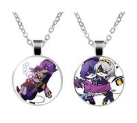 JUSONGKWCP 2 Pcs Collier Murders Uzi Cyn N V J, Collier Fashion Cartoon Accessoires De Costume, Pendentif Murders Uzi Bijoux, Chaîne En Métal Pour Les Fans (Argenté-3)