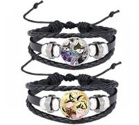 JUSONGKWCP 2 Pcs Murder Uzi Drone Bracelet, Bracelet Tressé En Cuir Multicouche Bijoux Fantaisie, Murders Drone Uzi J N V Cosplay Accessories (Noir-1)