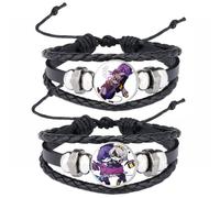JUSONGKWCP 2 Pcs Murder Uzi Drone Bracelet, Bracelet Tressé En Cuir Multicouche Bijoux Fantaisie, Murders Drone Uzi J N V Cosplay Accessories (Noir-4)