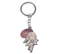 JUSONGKWCP 2 Pièces Kimetsus No Mitsuri Collier Porte-clés, Anime Ghost Killing KanrojiMitsuri Figurine Keychain Pendentif Set, Bijoux En Métal Men Women (2)
