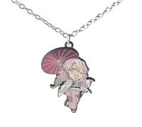 JUSONGKWCP 2 Pièces Kimetsus No Mitsuri Collier Porte-clés, Anime Ghost Killing KanrojiMitsuri Figurine Keychain Pendentif Set, Bijoux En Métal Men Women (1)