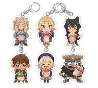 JUSONGKWCP 6 Pcs Porte Clés Delicious Dungeon Meshi Anime Figurine Pendentifs Porte-Clés Decoration Acrylique Keychain