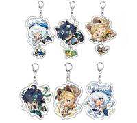 JUSONGKWCP 6 Pièces Porte Clés Mualani Kachina Kinich Figurine Jeux Genshin Pendentifs Porte-Clés Décorations Chaîne Acrylique