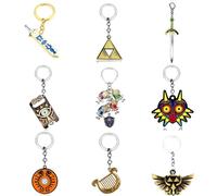 JUSONGKWCP 9 Pcs Zelds Echoes Wisdom Porte Clés Jeu Tears Kingdom Figurine Keychain Pendentifs Wingcrest Logo Hylian Shield Métal Porte Clef Set