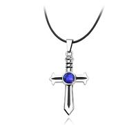 JUSONGKWCP Collier Fairy Tails 100 Years Quests, End Lucy Happy Figurine Cosplay Accessoires, Pendentif Forme De Croix Bijoux, Chaîne En Métal
