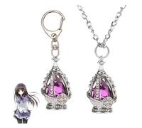 JUSONGKWCP Collier Porte-clés 2 Pcs, Anime Figurine Kaname Madoka Cosplay Accessoires, Madoka Magica Soul Gem Bijoux Cinq Couleurs Pendentif (Violet)