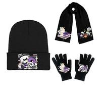 JUSONGKWCP MurdersDrons Chapeau Écharpe Gants 3 Set, Bonnet Tricoté Souple, Gants Chauds Pour Écran Tactile, Accessoires Vestimentaires Pour Les Sports (black-4)