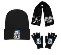 JUSONGKWCP MurdersDrons Chapeau Écharpe Gants 3 Set, Bonnet Tricoté Souple, Gants Chauds Pour Écran Tactile, Accessoires Vestimentaires Pour Les Sports (black-3)