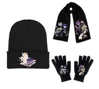 JUSONGKWCP MurdersDrons Chapeau Écharpe Gants 3 Set, Bonnet Tricoté Souple, Gants Chauds Pour Écran Tactile, Accessoires Vestimentaires Pour Les Sports (black-5)