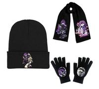 JUSONGKWCP MurdersDrons Chapeau Écharpe Gants 3 Set, Bonnet Tricoté Souple, Gants Chauds Pour Écran Tactile, Accessoires Vestimentaires Pour Les Sports (black-2)