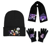 JUSONGKWCP MurdersDrons Chapeau Écharpe Gants 3 Set, Bonnet Tricoté Souple, Gants Chauds Pour Écran Tactile, Accessoires Vestimentaires Pour Les Sports (black-1)