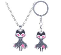 JUSONGKWCP Troupe Master Grimm Collier Porte-clés 2 Pièces, Jeux Hollow Knights Figurine Grimm Keychain Pendentif Set, Bijoux En Métal Pour Les Fans (2pcs)