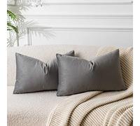 JUSPURBET Housse de Coussin en Velours Gris 40x60 cm Lot de 2 pour Salon Canapé Chambre à Coucher Décoratif Rectangulaire Doux avec Fermeture Éclair Invisible