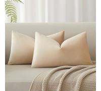 JUSPURBET Housse de Coussin en Velours Kaki 30x50 cm Lot de 2 pour Salon Canapé Chambre à Coucher Décoratif Rectangulaire Doux avec Fermeture Éclair Invisible