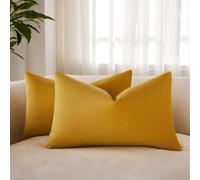JUSPURBET Housse de Coussin en Velours Or 40x60 cm Lot de 2 pour Salon Canapé Chambre à Coucher Décoratif Rectangulaire Doux avec Fermeture Éclair Invisible