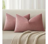 JUSPURBET Housse de Coussin en Velours Rose Violet 30x50 cm Lot de 2 pour Salon Canapé Chambre à Coucher Décoratif Rectangulaire Doux avec Fermeture Éclair Invisible
