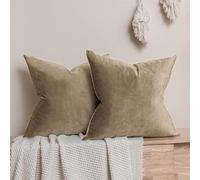 JUSPURBET Housses de Coussin en Velours Pierre 55x55 cm Lot de 2 pour Salon Canapé Chambre Carrées Solides Douces avec Zip Invisible