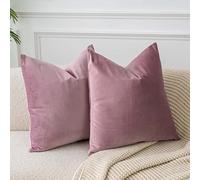 JUSPURBET Housses de Coussin en Velours Rose Violet 65x65 cm Lot de 2 pour Salon Canapé Chambre Carrées Solides Douces avec Zip Invisible