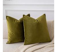 JUSPURBET Lot de 2 Housses de Coussin décoratives en Velours Doux et Solide pour canapé, lit, 50,8 x 50,8 cm, Vert Olive