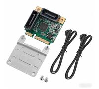 jussming Carte adaptateur Mini PCI-E vers SATA à 2 ports et 4 ports avec câble - Jusqu'à 6 Gbit/s, pour ajouter des disques durs SATA internes à un ordinateur portable, un ordinateur de bureau, un PC