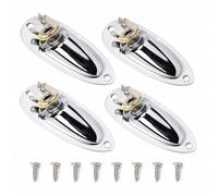 jussming Lot de 4 plaques d'entrée jack mono de 6,35 mm pour guitare électrique, style bateau avec vis, plaque jack en métal compatible avec guitare électrique Fender Stratocaster Strat ST (argenté)