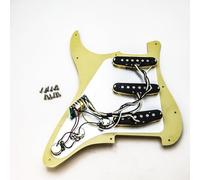 jussming Pickguard de guitare électrique SSS pré-câblé à 3 plis, jaune avec micros à bobine unique pour guitares Fender Squier Strat Telecaster ST SG pour droitiers