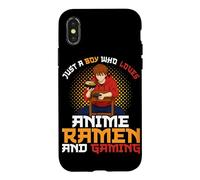 Just A Boy Who Loves Anime Ramen and Gaming Gamer Japonais Coque pour iPhone X/XS