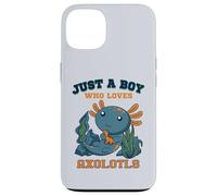 Just A Boy Who Loves Axolotls Cute Salamandre Dinosaure Bleu Coque pour iPhone 13