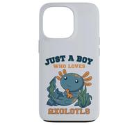 Just A Boy Who Loves Axolotls Cute Salamandre Dinosaure Bleu Coque pour iPhone 13 Pro