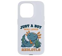 Just A Boy Who Loves Axolotls Cute Salamandre Dinosaure Bleu Coque pour iPhone 15 Pro