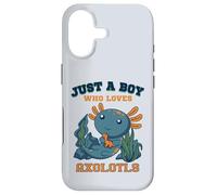 Just A Boy Who Loves Axolotls Cute Salamandre Dinosaure Bleu Coque pour iPhone 17