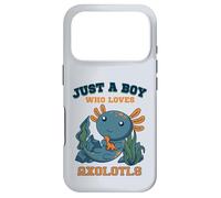 Just A Boy Who Loves Axolotls Cute Salamandre Dinosaure Bleu Coque pour iPhone 17 Pro