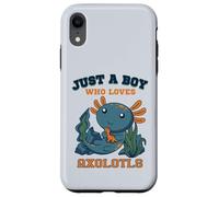 Just A Boy Who Loves Axolotls Cute Salamandre Dinosaure Bleu Coque pour iPhone XR