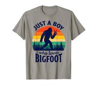 Just A Boy Who Loves Bigfoot Retro Sunset Sasquatch Cadeau T-Shirt
