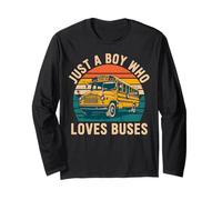 Just A Boy Who Loves Bus Scolaire rétro Manche Longue