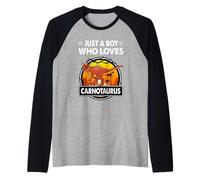 Just A Boy Who Loves Carnotaurus Funny Dinosaur Prehistoric Manche Raglan