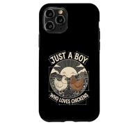Just A Boy Who Loves Chickens Retro Farm Blueprint Livestock Coque pour iPhone 11 Pro