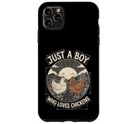 Just A Boy Who Loves Chickens Retro Farm Blueprint Livestock Coque pour iPhone 11 Pro Max