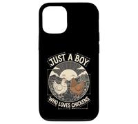 Just A Boy Who Loves Chickens Retro Farm Blueprint Livestock Coque pour iPhone 12/12 Pro